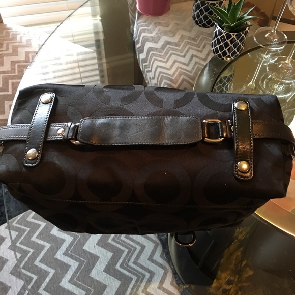 Authentic Black leather and cloth Coach bag - Picture 3 of 6